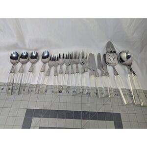 Lifetime Cutlery Clear Lucite Handles Flatware Serving Set